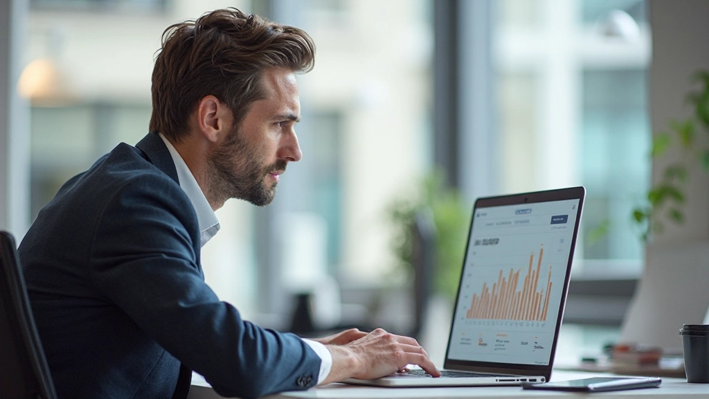 Laptop scherm met website analytics dashboard en conversion metrics duidelijk zichtbaar in kleurrijke grafieken